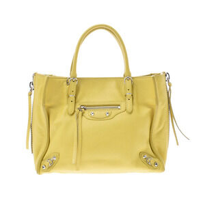 BALENCIAGA The Paper Bag Yellow Calfskin Handbag
